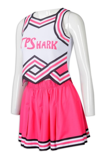 CH206 custom sleeveless cheerleading suit skirt design printing LOGO pleated skirt cheerleading suit contrast cheerleading clothing garment factory  glee cheerios uniform  elite cheer uniforms 45 degree